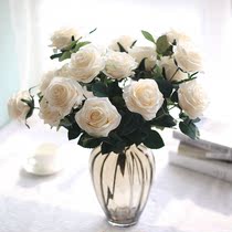 欧式仿真花假花10头玫瑰花束家居客厅装饰塑料花餐桌摆花绢花摆件