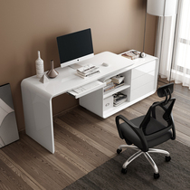 家用电脑桌办公家具简约台式旋转转角白色烤漆书桌书架书柜组合