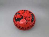 海外日本 回流 手工雕漆 老剔红富贵牡丹 漆器大香合 北京雕漆