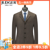 JUDGER庄吉毛料套装西服上衣商务休闲男士宽条纹羊毛西装外套
