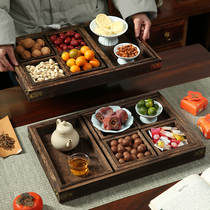 中式木质托盘点心盘茶点盘精致下午茶餐具水果零食小吃干果糕点碟