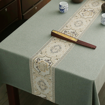 茶几中式桌布布艺书房茶室禅意高端定制会议台布纯色餐桌布长方形