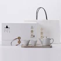 日式旅行茶具套装陶瓷简约一壶4人四杯一礼盒礼品加茶盘整套茶具
