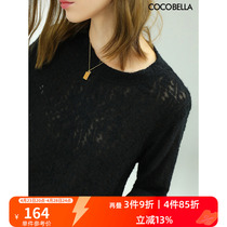 COCOBELLA镂空微透视立体提花针织衫女设计感气质打底衫MZ531