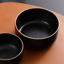 4.5寸6寸日式黑色磨砂带金边直口碗陶瓷碗 米饭碗面碗汤碗沙拉碗