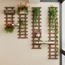 壁挂式栅栏植物花架悬挂实木防腐墙上墙壁长行阳台绿萝收纳置物架