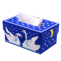 十字绣纸巾盒3d立体绣毛线绣客厅新款天鹅纸抽盒长方形抽纸盒包邮