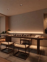 新中式北美黑胡桃实木茶桌椅组合办公室别墅高端定制岩板茶台茶几