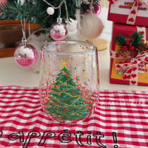 高颜值梦幻圣诞树杯双层玻璃杯耐热防烫水杯星空杯网红杯创意礼物