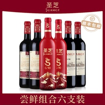 圣芝G90生肖红酒G50波尔多AOC法国赤霞珠喜酒半干红葡萄酒组合6支