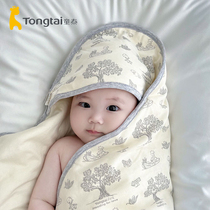 童泰0-6个月新生儿抱毯婴儿春秋纯棉薄棉抱被宝宝包被襁褓护脚