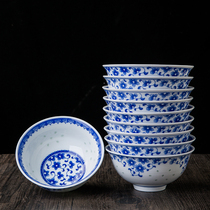 釉下彩中式陶瓷碗10个吃饭碗米饭碗家用景德镇玲珑瓷青花瓷碗套装