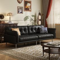法式复古极简现代直排小户型沙发北欧油蜡真皮美式工业风客厅沙发
