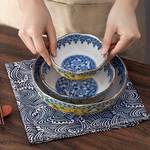 美浓烧宫廷风彩陶瓷日式吾山窑餐具八角碗汤碗日本进口轻奢碗套装