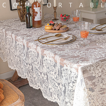 法式蕾丝复古桌布长方形餐桌盖布绣花白色高级感茶几垫ins风欧式