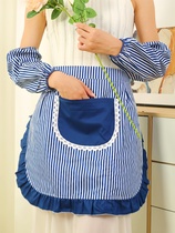纯棉防水围裙套装袖套家务家用厨房做饭围裙围腰男款女款双层全棉