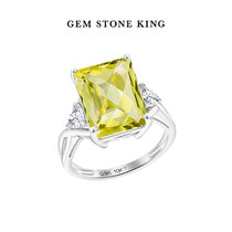 GSK 7.31克拉柠檬晶戒指10K金莫桑石宽面方形复古彩宝女戒送妈妈