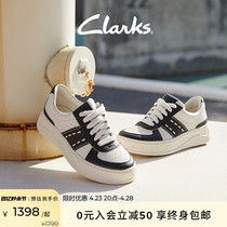 Clarks其乐轻盈系列女鞋2024新款春款拼色轻盈厚底板鞋黑白熊猫鞋