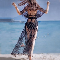 蕾丝比基尼罩衫外套女海边沙滩裙镂空网纱长裙温泉游泳衣外罩披肩