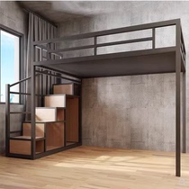 铁艺高架床复式二楼床小户型省空间楼阁床上床下桌高低床梯柜床
