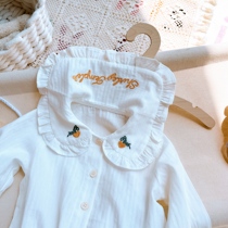 可爱女宝宝海军领白衬衫春秋长袖百搭打底衫婴儿娃娃衫上衣公主