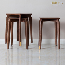铜木主义梵高系列高凳北美黑胡桃实木备用凳现代简约轻奢质感家具