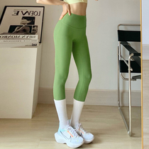 裸感瑜伽裤女原厂运动健身高腰提臀lu无痕紧身彩色九分裤夏薄款