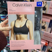 CK Calvin Klein女士休闲舒适透气运动内衣背心2件装无钢圈有胸垫