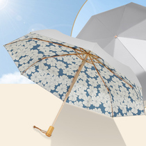 新款双层太阳伞女超强防晒防紫外线折叠晴雨两用黑胶遮阳伞upf50+