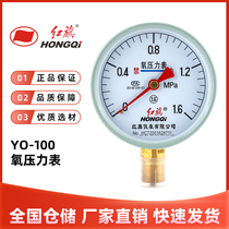 红旗仪表YO-100氧气压力表禁油1.6级0-25MPA径向各种气体厂家直销