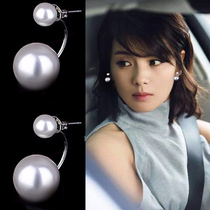 韩国s925纯银珍珠耳钉女款宋慧乔同款双面大小耳环防过敏气质耳饰