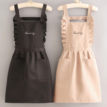 韩版围裙家用厨房防污工作服定制logo印字奶茶咖啡美甲店专用围腰