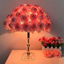 新款水晶台灯创意婚庆婚房红色陪嫁卧室床头灯台灯欧式玫瑰花结婚