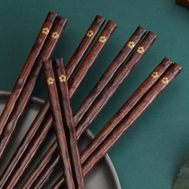 天然原木筷子 家用防霉单人10双装日式尖头进口防滑 樱花红檀木块