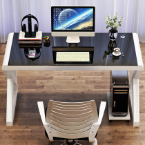 小户型钢化玻璃电脑台式桌可放主机带键盘托带书架电竞桌子单人批