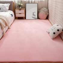 夏天卧室地毯ins风房间小面积布置满铺儿童地垫少女心粉色床边毯