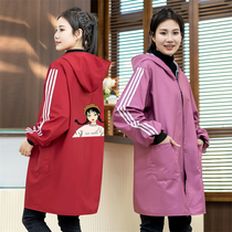 韩系外套长袖家里围裙洋气可定制上班外穿工作服罩衣防水男女同款