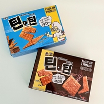 三层酥脆的甜蜜趣味！韩国进口thin韩式甜煎饼巧克力味叠叠脆饼干