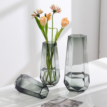 网红北欧简约创意玻璃花瓶透明水养插花玫瑰百合花器客厅摆件家用