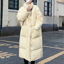 2023年新款中长款羽绒服女韩版加厚立领小个子白鸭绒面包服冬外套
