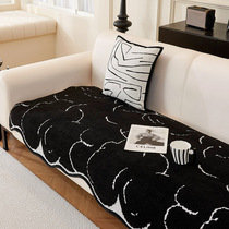 不规则异形沙发垫2024新款黑色轻奢高级感直排皮沙发防滑套罩盖巾