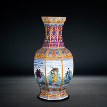 景德镇陶瓷器花瓶仿古粉彩中式复古典八仙过海客厅博古架摆件装饰