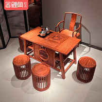 金鲤鱼 缅甸花梨红木家具大果紫檀1.2米小茶台 阳台实木茶桌组合