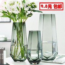 北欧简约网红玻璃花瓶透明创意水养玫瑰百合花瓶客厅插花摆件花器