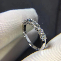 一克拉排钻戒指女925纯银莫桑钻网红时尚叠戴食指环个性情侣满钻