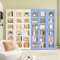 新品北欧铁艺书柜玻璃门置物架收纳柜现代简约落地书橱客厅储物小