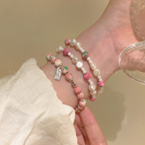 天然淡水珍珠粉色手链女轻奢小众精致手串高颜值学生闺蜜串珠手饰