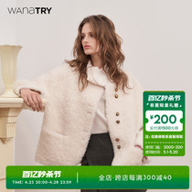 Wana try【明星同款】羊毛圆领减龄短款外套秋冬女装上衣
