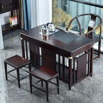 朴房茶台茶桌实木新中式家用小阳台功夫茶桌书桌两用多功能茶家具