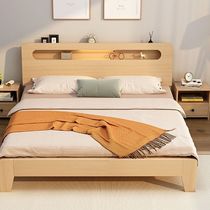 现代简约双人1.8x2米1.5米家用小户型主卧大床1.2m单人床架实木床